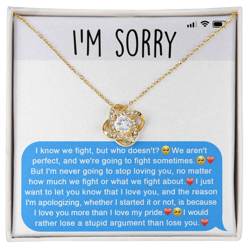 Apology Gift for Girlfriend, Wife, Soulmate - Sorry, Stupid Argument - Love Knot Pendant Necklace - Mallard Moon Gift Shop