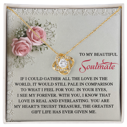 To My Soulmate: Romantic Love Knot Necklace with Sentimental Message - Mallard Moon Gift Shop