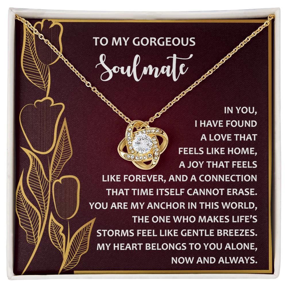 Romantic Anniversary, Valentine's Day Gift for Soulmate, Wife, Girlfriend - Life’s Storms Feel Like Gentle Breezes - Love Knot Pendant Necklace