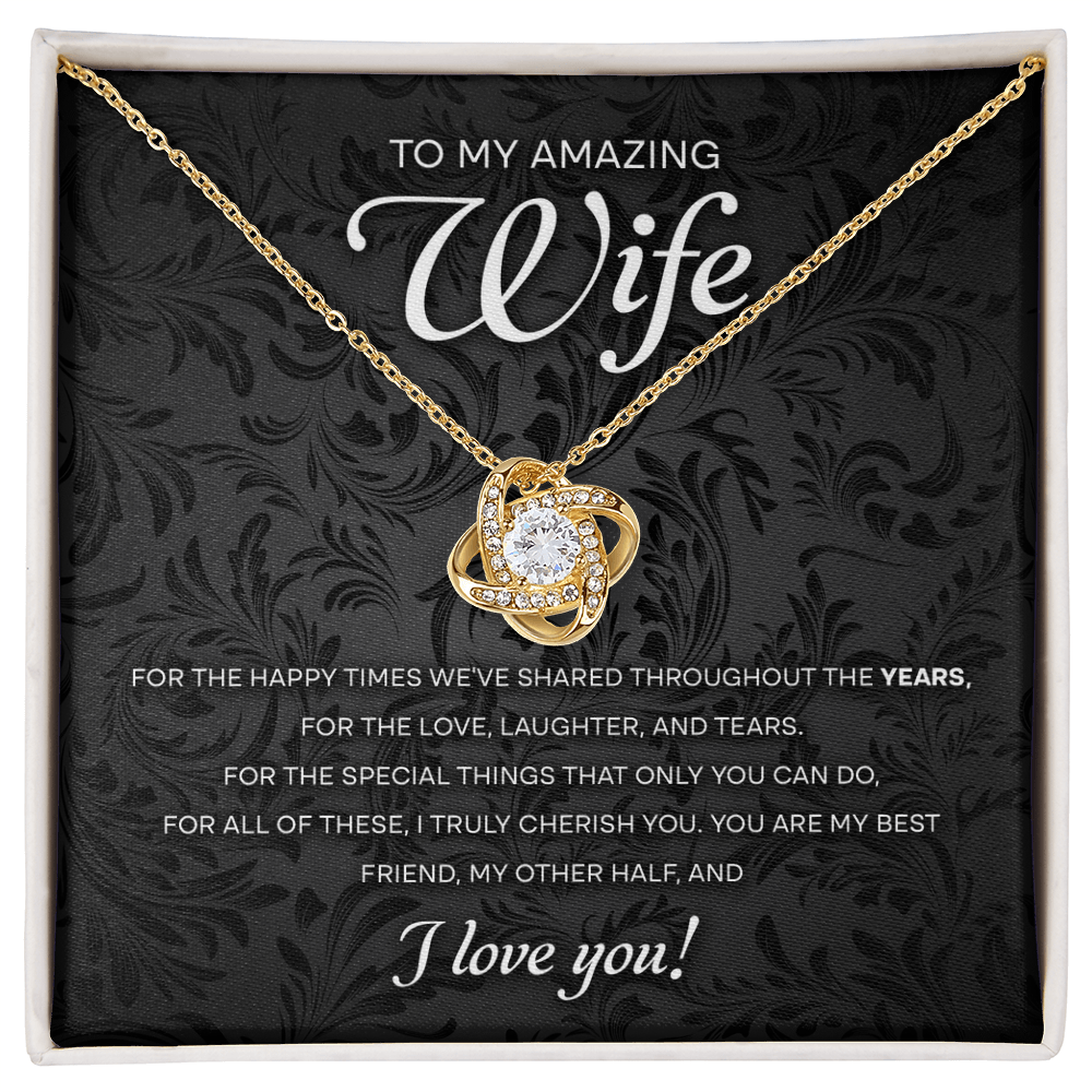 To My Amazing Wife – Romantic Love Knot Necklace with Message Card | Cherished Gift for the Happy Times We've Shared - Mallard Moon Gift Shop