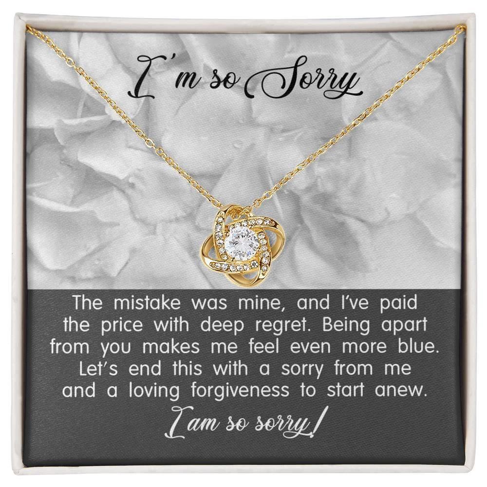 Apology Gift for Girlfriend, Wife, Soulmate - Sorry, With Deep Regret - Love Knot Pendant Necklace