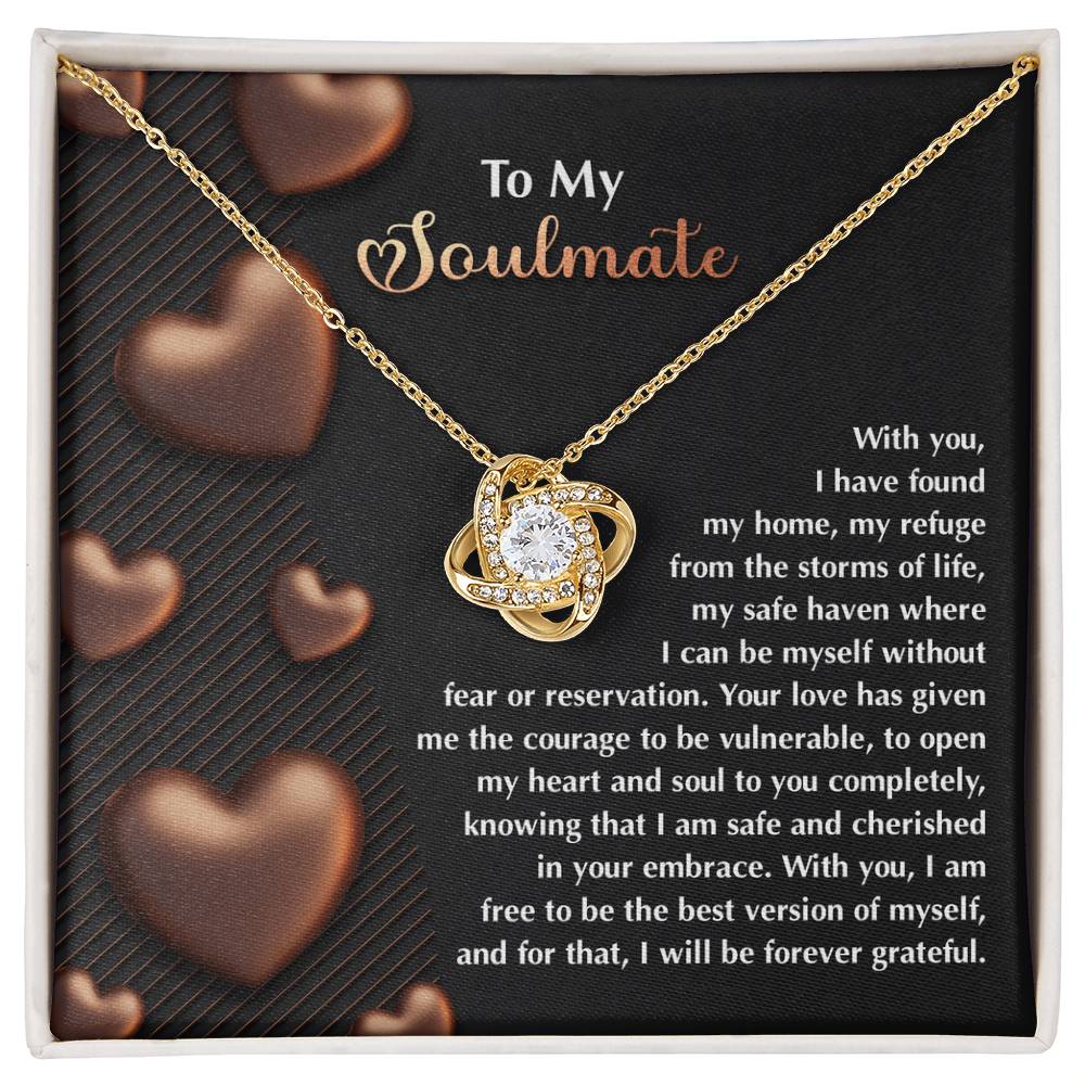 To My Soulmate" Love Knot Necklace – A Heartfelt Valentine’s Day Gift for Your Safe Haven and Forever Love - Mallard Moon Gift Shop