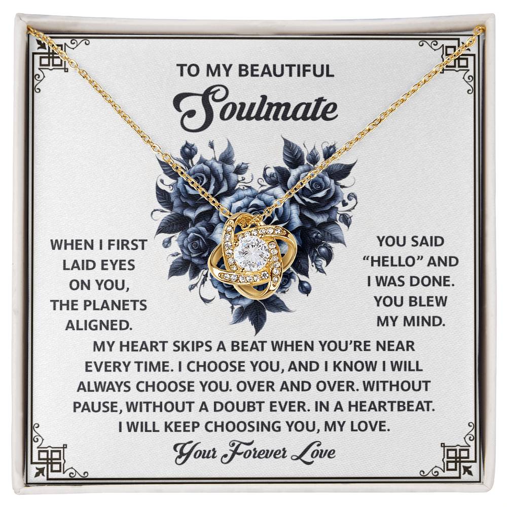 To My Beautiful Soulmate - Love Knot Necklace – A Romantic Gift to Celebrate Endless Love and Devotion - Mallard Moon Gift Shop