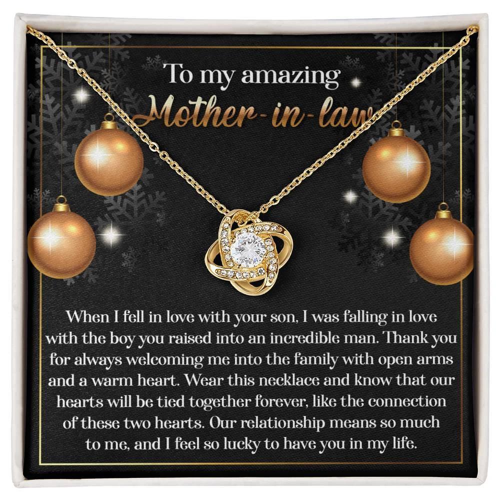 Gift for Mother-in-Law - Two Hearts - Love Knot Necklace