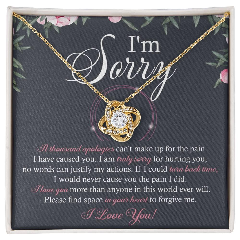 Apology Gift for Girlfriend, Wife, Soulmate - Sorry, World Ever Will - Love Knot Pendant Necklace - Mallard Moon Gift Shop