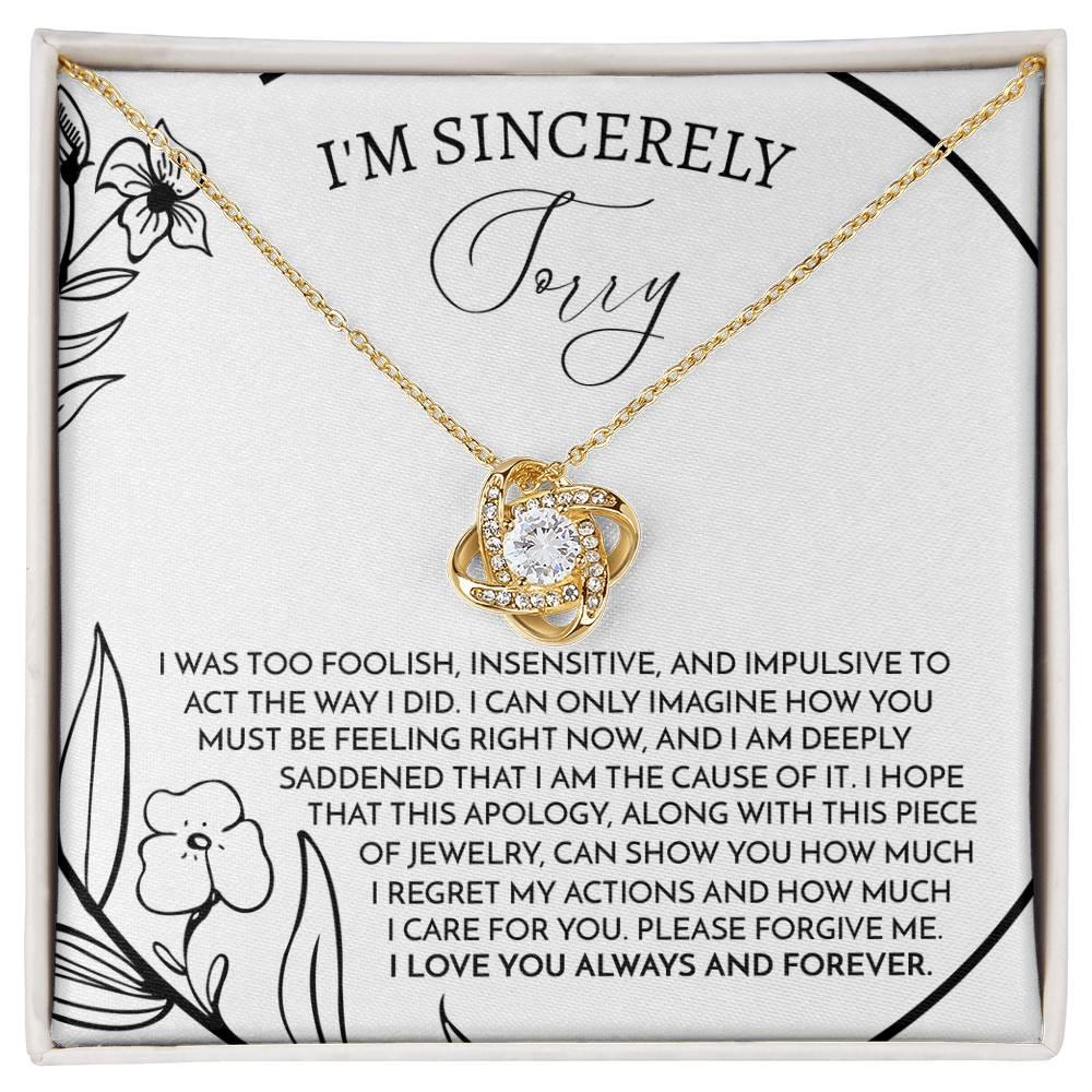 Apology Gift for Girlfriend, Wife, Soulmate -Sorry, Care For You - Love Knot Pendant Necklace - Mallard Moon Gift Shop