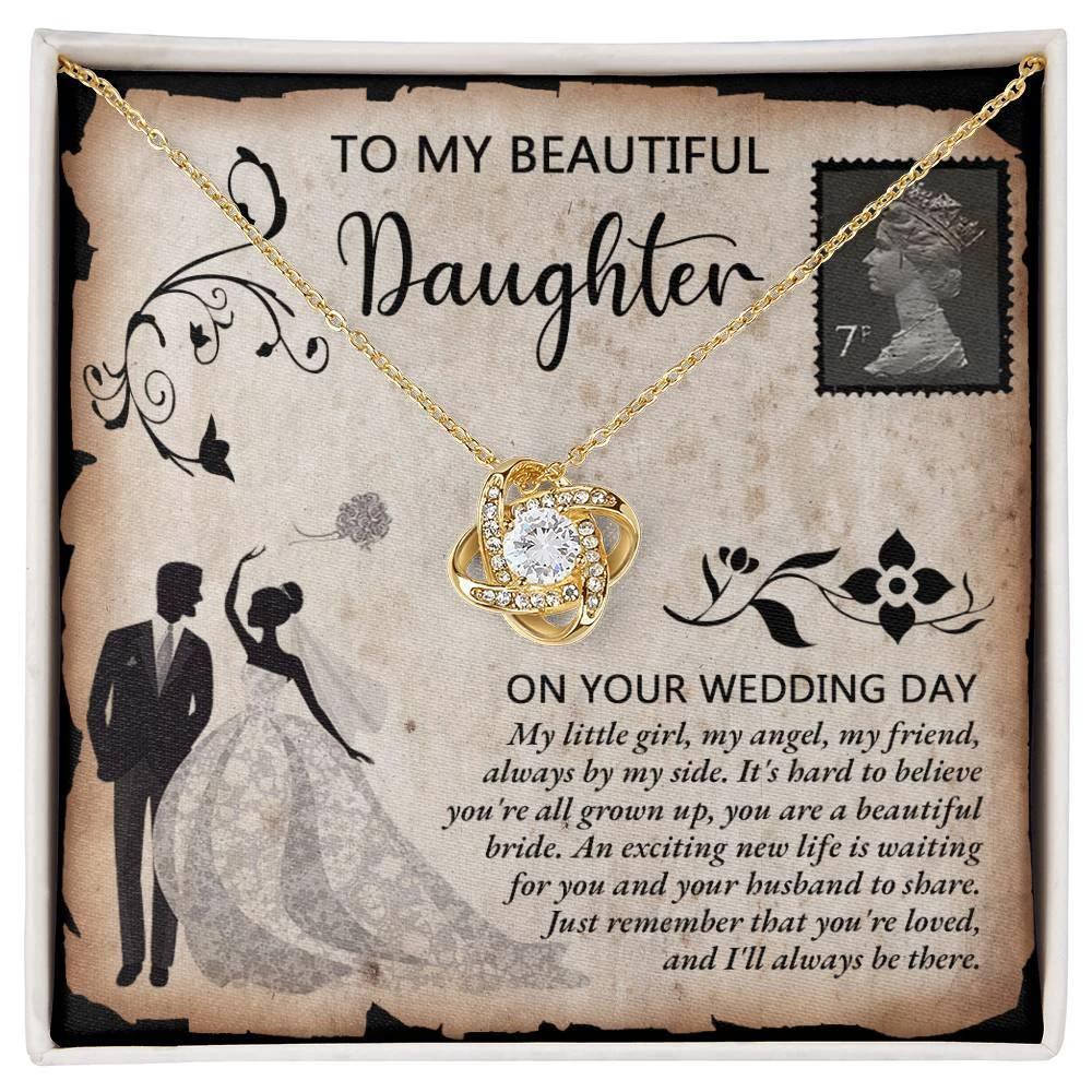 Daughter Wedding Day Gift - Beautiful Bride Love Knot Pendant Necklace