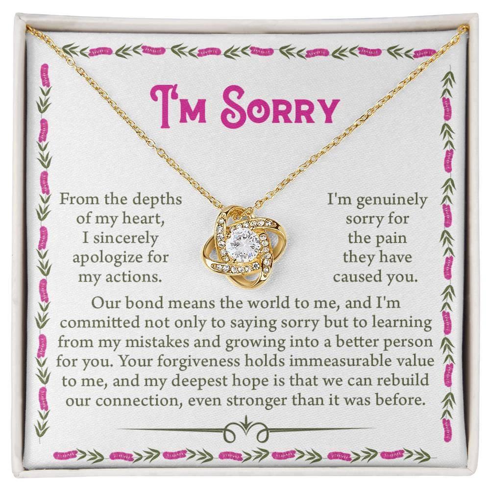 Apology Gift for Girlfriend, Wife - Sorry, For the Pain I Caused - Love Knot Pendant Necklace