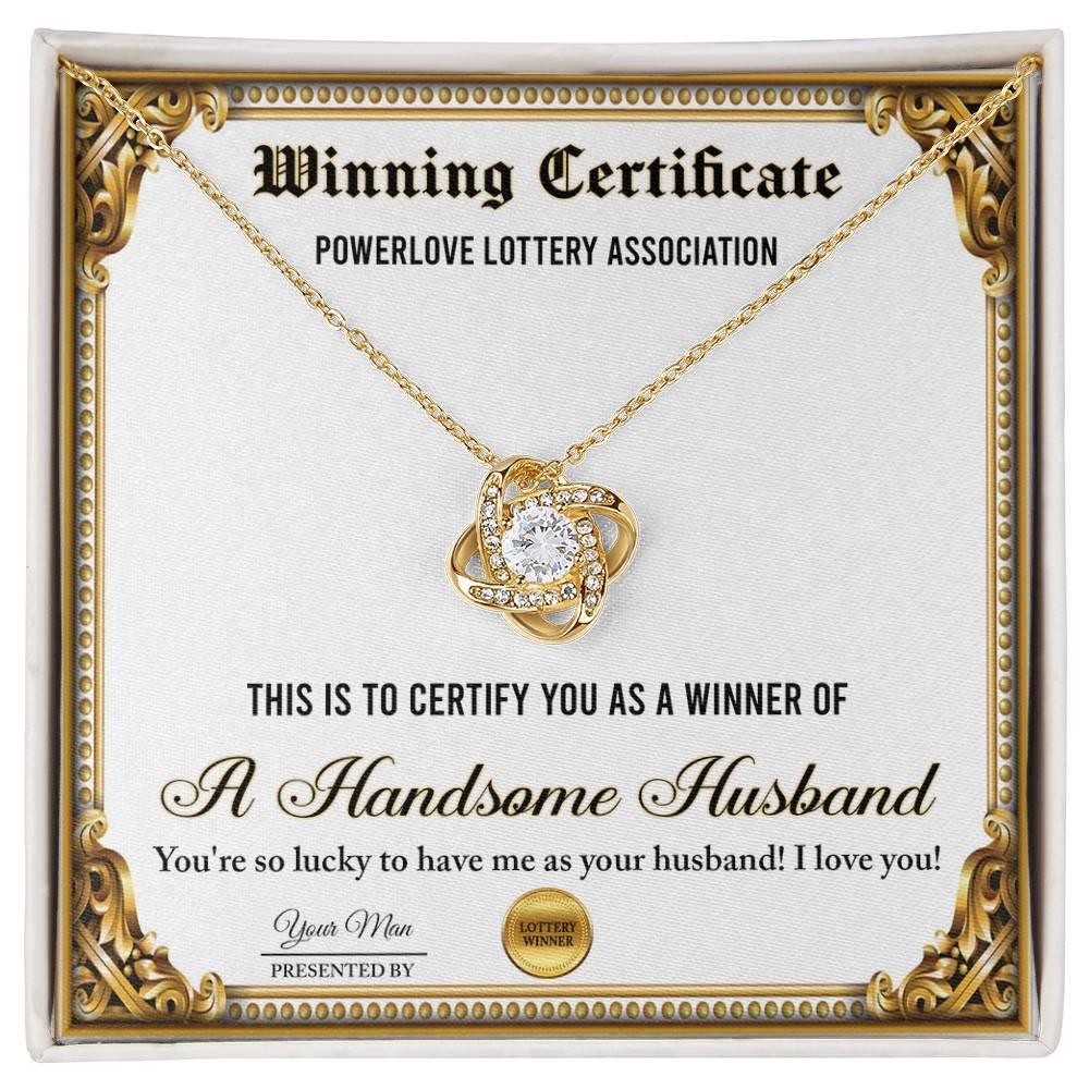 Wife Wedding Day, Anniversary, Birthday Gift - Winning Certificate - Love Knot Pendant Necklace - Mallard Moon Gift Shop