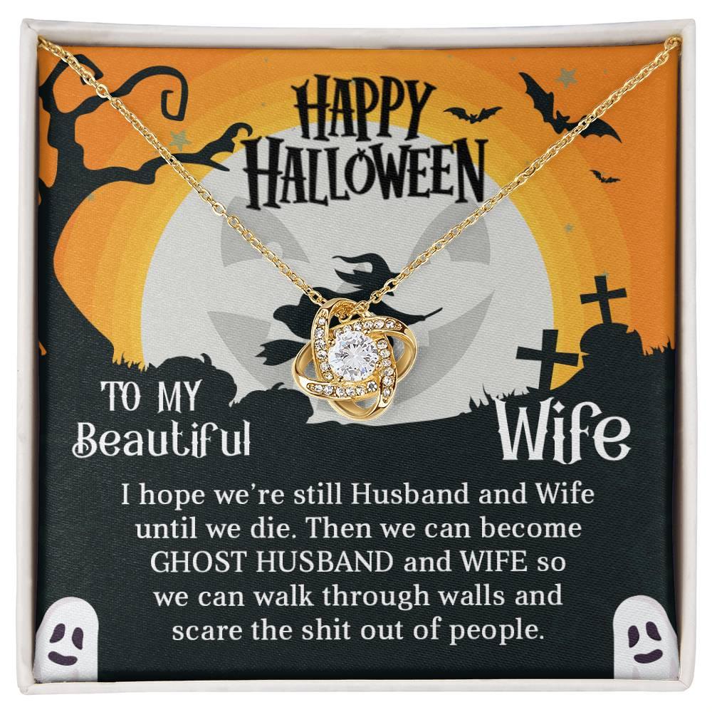 Wife Happy Halloween - Ghost Husband and Wife - Love Knot Necklace - Mallard Moon Gift Shop