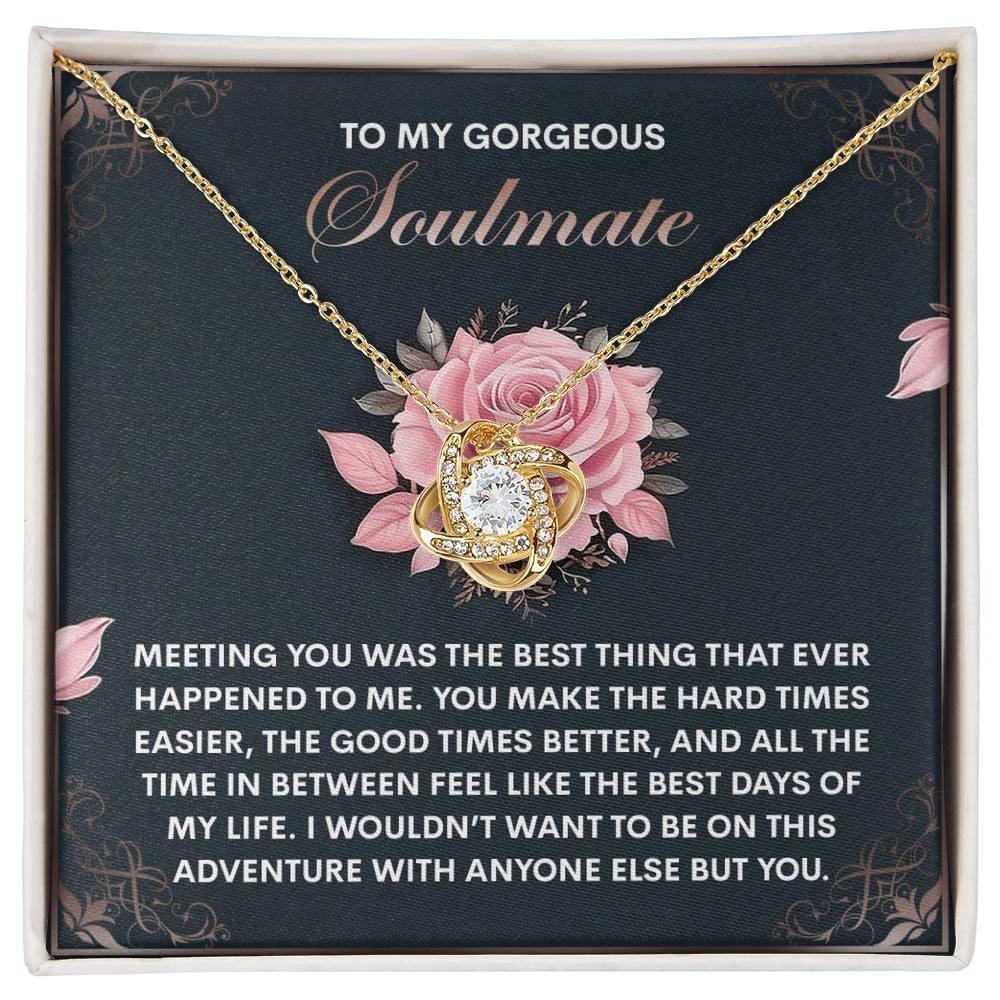 To My Gorgeous Soulmate - Love Knot Necklace – A Romantic Valentine’s Gift to Celebrate Your Beautiful Journey Together