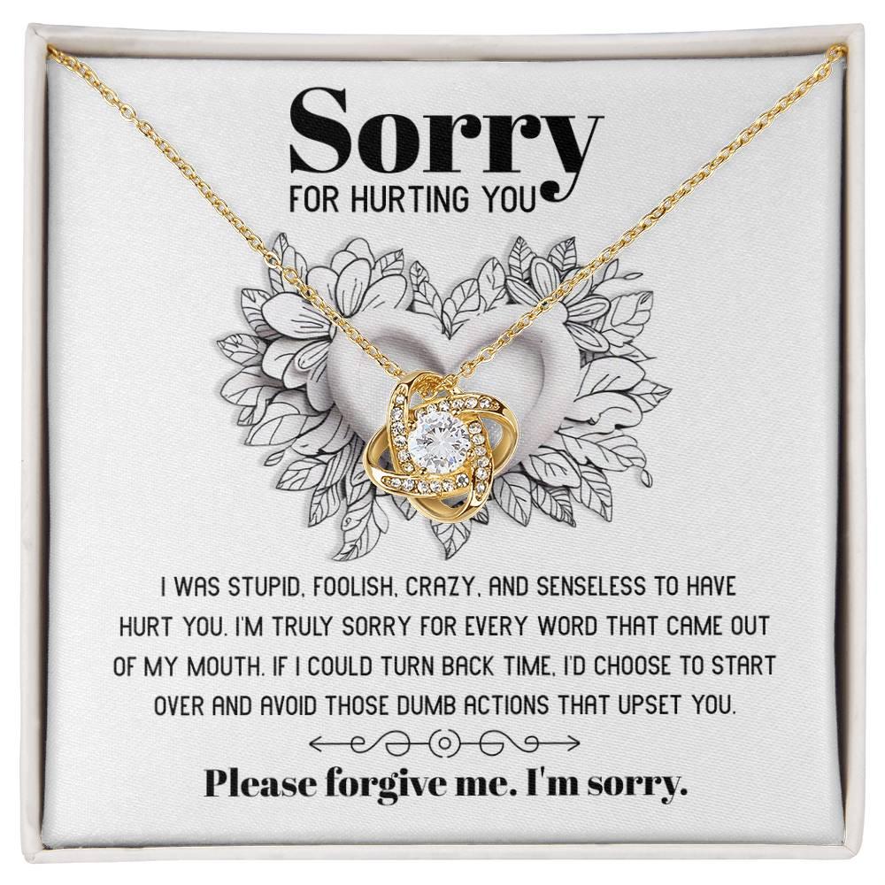 Apology Gift for Girlfriend, Wife, Soulmate-Sorry, Turn Back Time - Love Knot Pendant Necklace - Mallard Moon Gift Shop