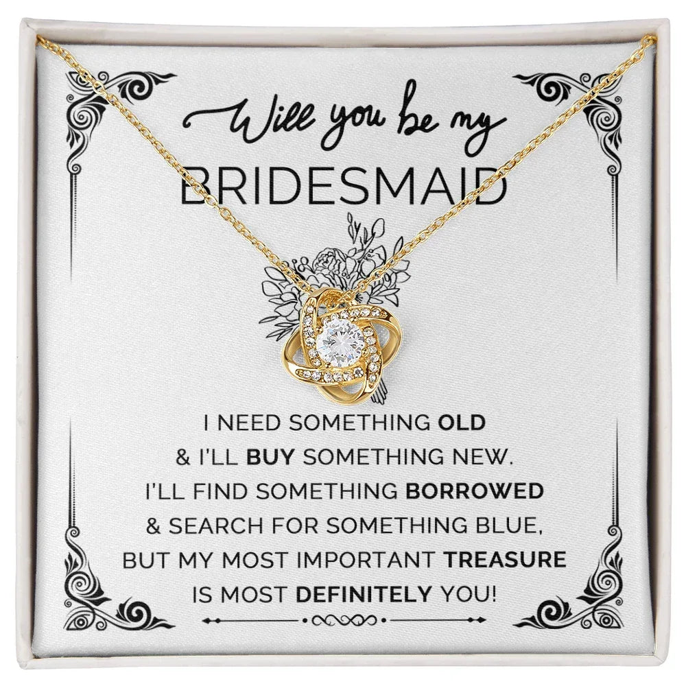 Will You Be My Bridesmaid? Love Knot Necklace with Heartfelt Proposal Card – Unique Bridal Party Gift Idea