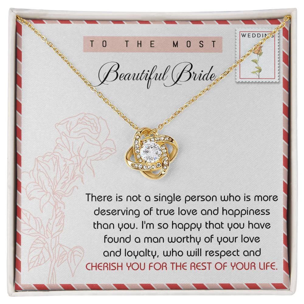 To The Beautiful Bride Wedding Gift Love Knot Pendant Necklace