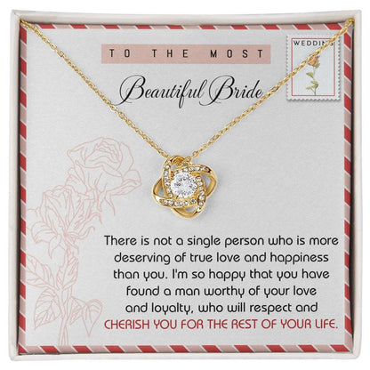 To The Beautiful Bride Wedding Gift Love Knot Pendant Necklace - Mallard Moon Gift Shop