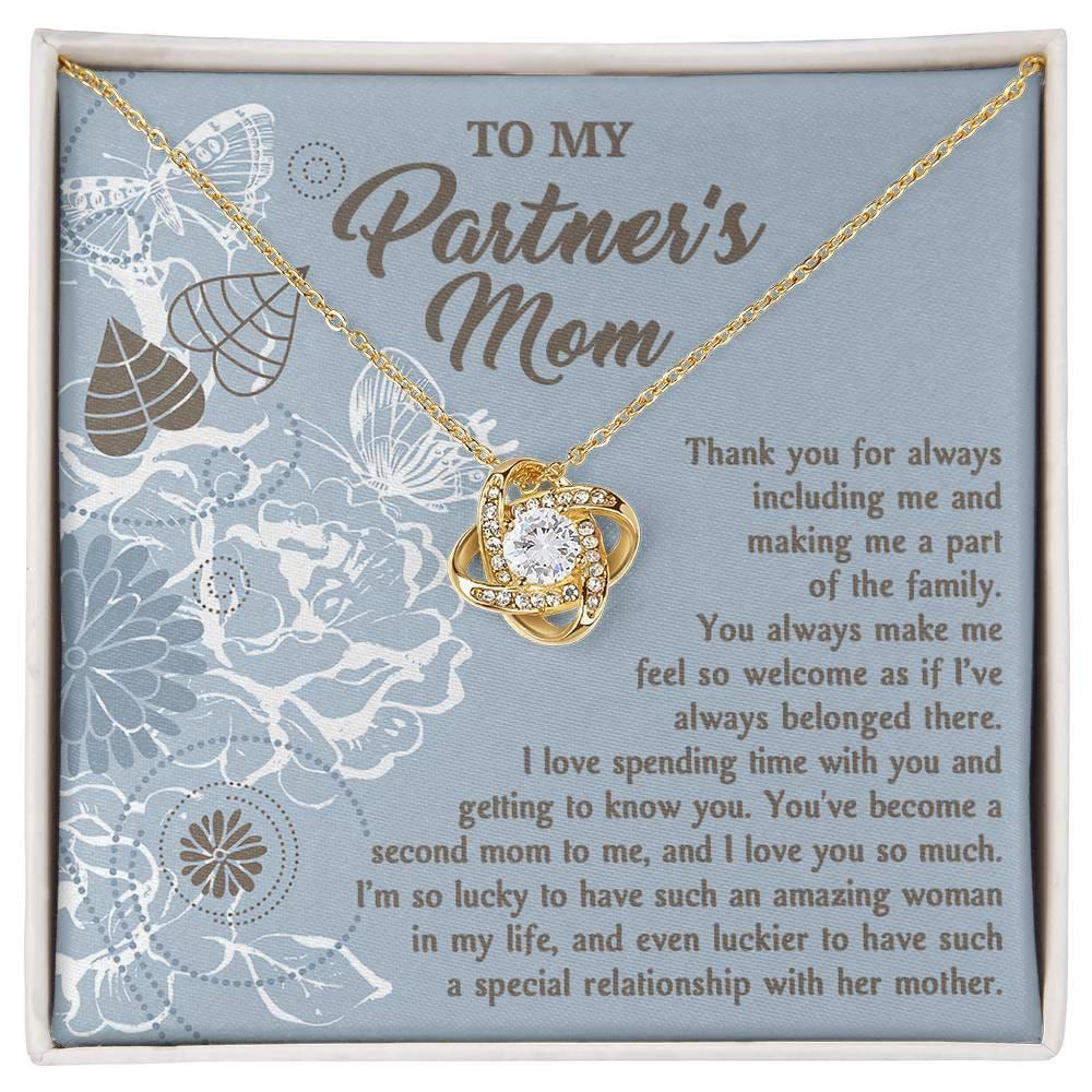 To My Partner's Mom You Make Me Feel Welcomed Love Knot Pendant Necklace