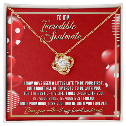 Gift for Soulmate - I Love You with All My Heart and Soul - Love Knot Necklace - Mallard Moon Gift Shop