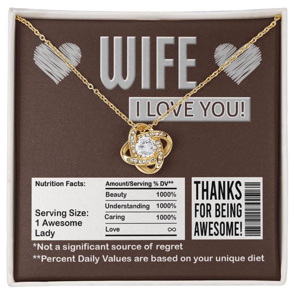 Gift for Wife - Nutrition Facts Love Knot Pendant Necklace - Mallard Moon Gift Shop