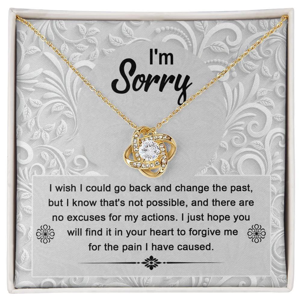 Apology Gift for Girlfriend, Wife, Soulmate - Sorry, Change The Past - Love Knot Pendant Necklace