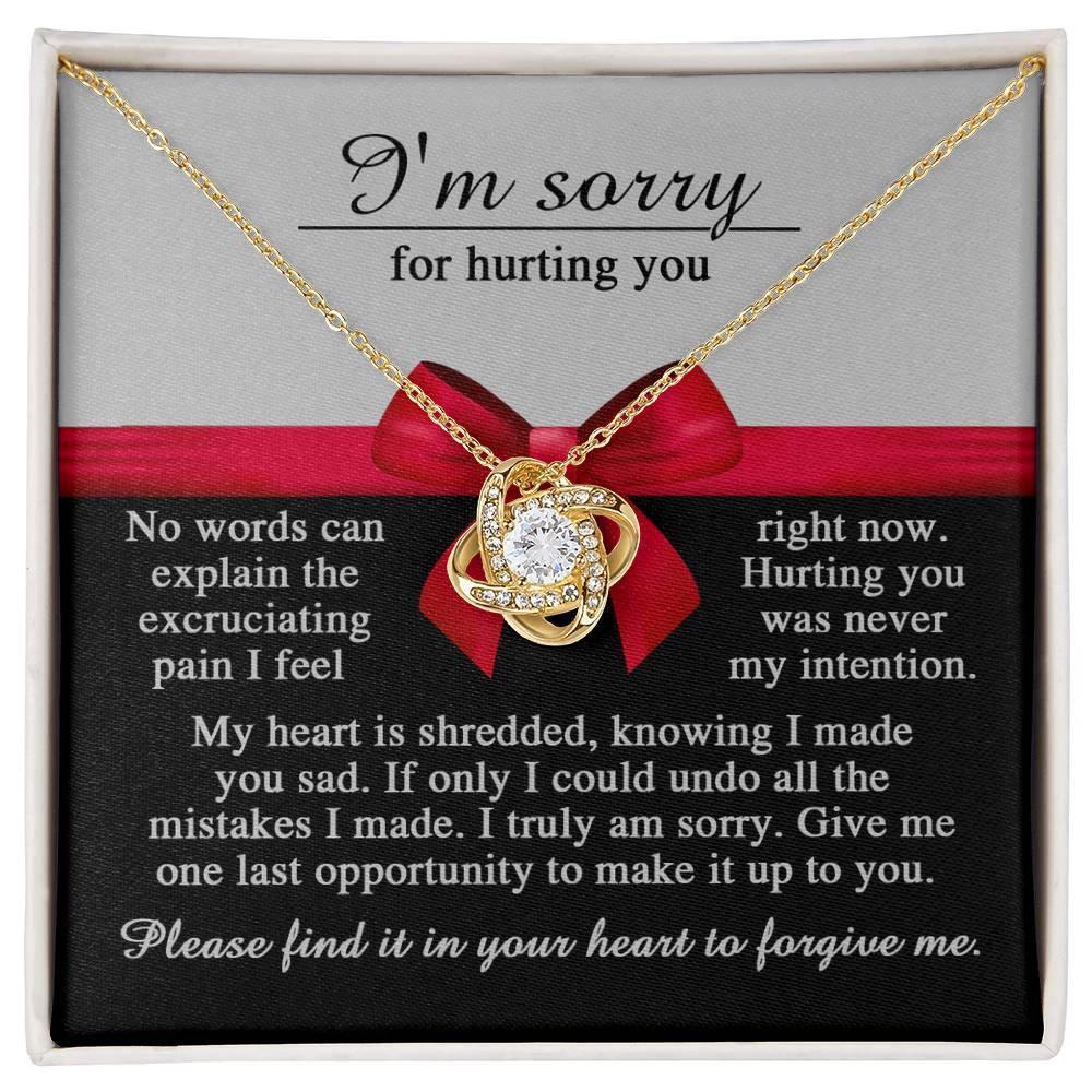 Apology Gift for Girlfriend, Wife, Soulmate - Sorry, Made You Sad - Love Knot Pendant Necklace
