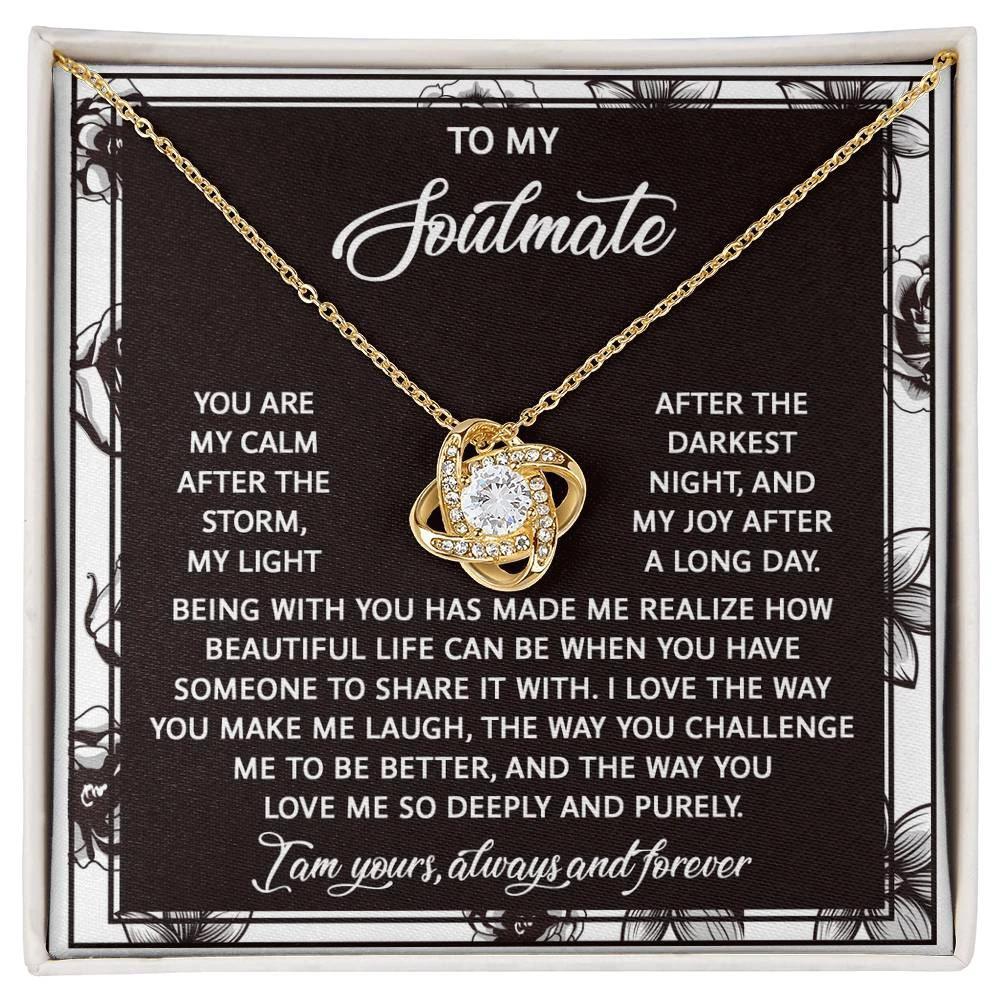 To My Soulmate - My Calm After the Storm Love Knot Necklace – A Romantic Valentine’s Day Gift with a Heartfelt Message