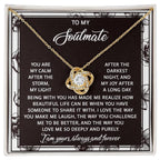 To My Soulmate - My Calm After the Storm Love Knot Necklace – A Romantic Valentine’s Day Gift with a Heartfelt Message