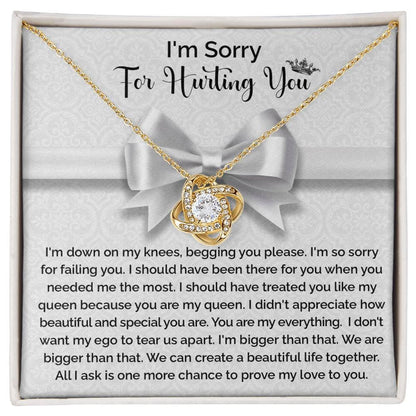 Apology Gift for Girlfriend, Wife, Soulmate - Sorry, My Queen - Love Knot Pendant Necklace - Mallard Moon Gift Shop
