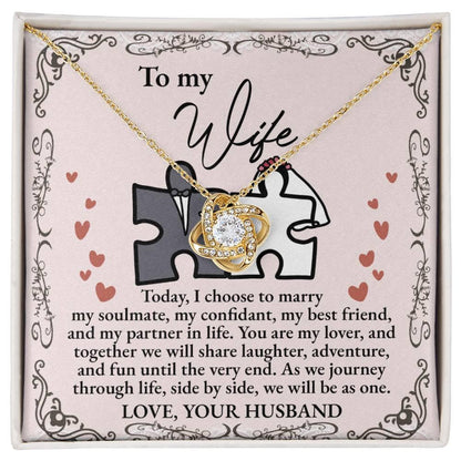 Wife Wedding Day Gift We Will Be As One Love Knot Pendant Necklace - Mallard Moon Gift Shop