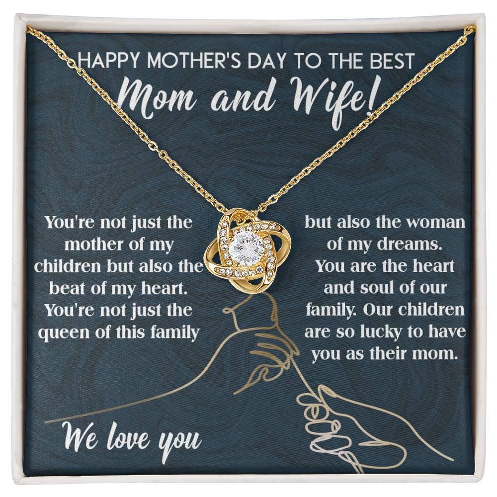 Mother's Day Gift to Wife You're the Mother of My Children and the Beat of My Heart Love Knot Pendant Necklace - Mallard Moon Gift Shop