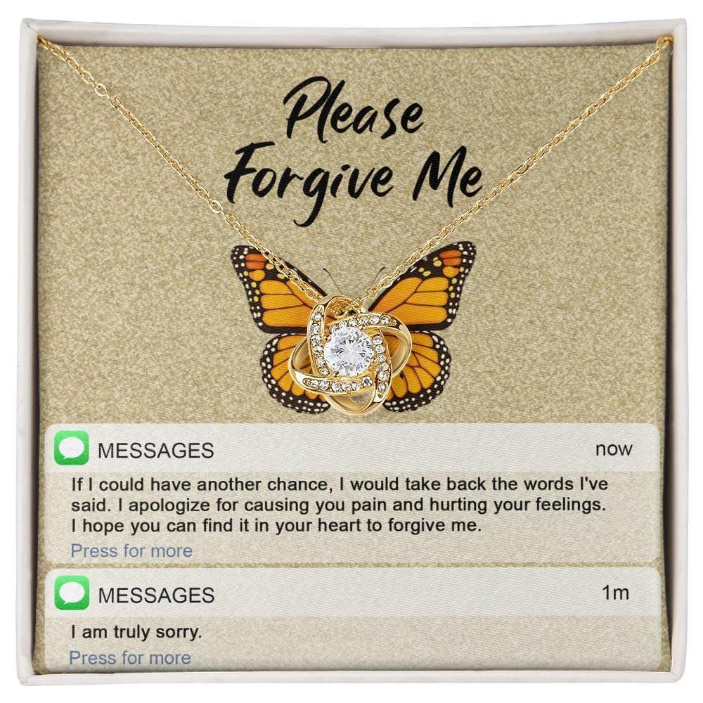 Gift for Girlfriend, Wife - Sorry, In Your Heart - Love Knot Pendant Necklace