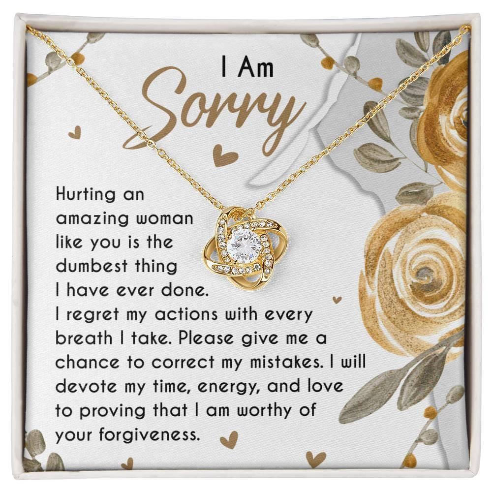 Apology Gift for Girlfriend, Wife, Soulmate - Sorry, Amazing Woman - Love Knot Pendant Necklace