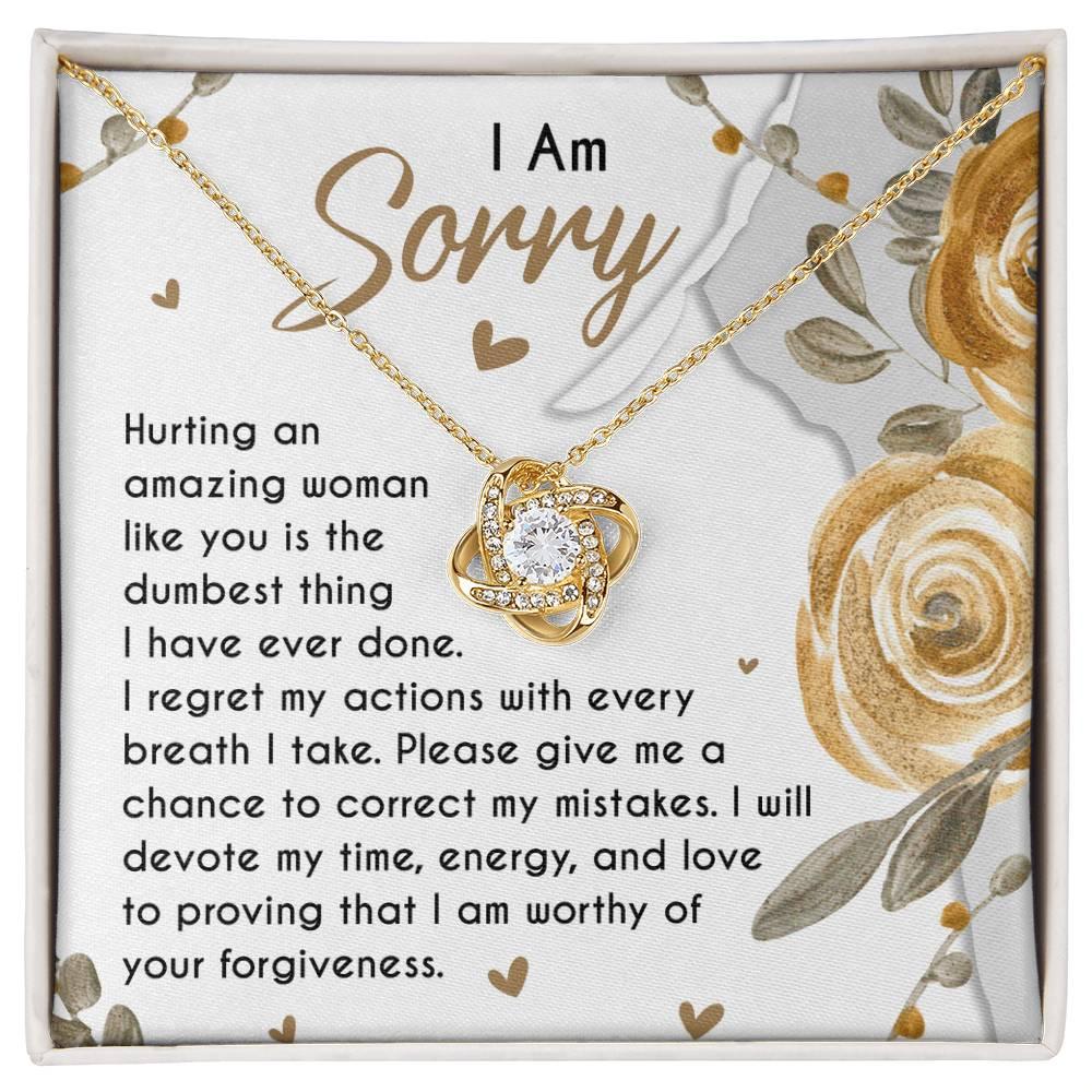 Apology Gift for Girlfriend, Wife, Soulmate - Sorry, Amazing Woman - Love Knot Pendant Necklace - Mallard Moon Gift Shop