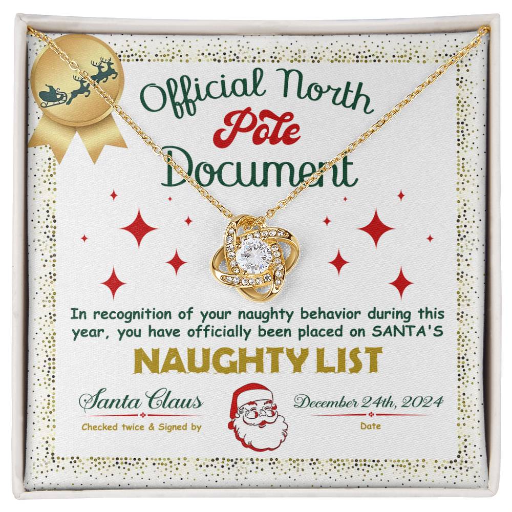 Naughty List - North Pole - Love Knot Pendant Necklace - Mallard Moon Gift Shop