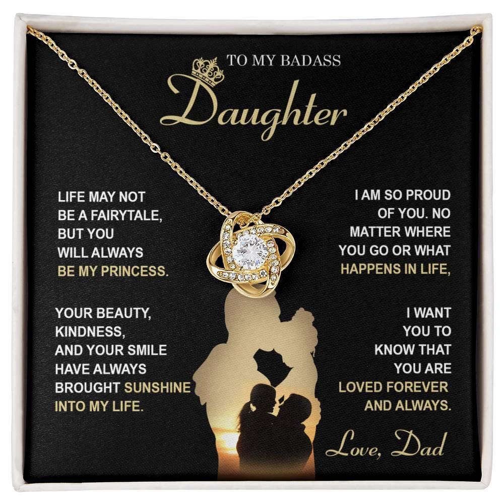 Daughter Gift from Dad - Be My Princess - Love Knot Pendant Necklace