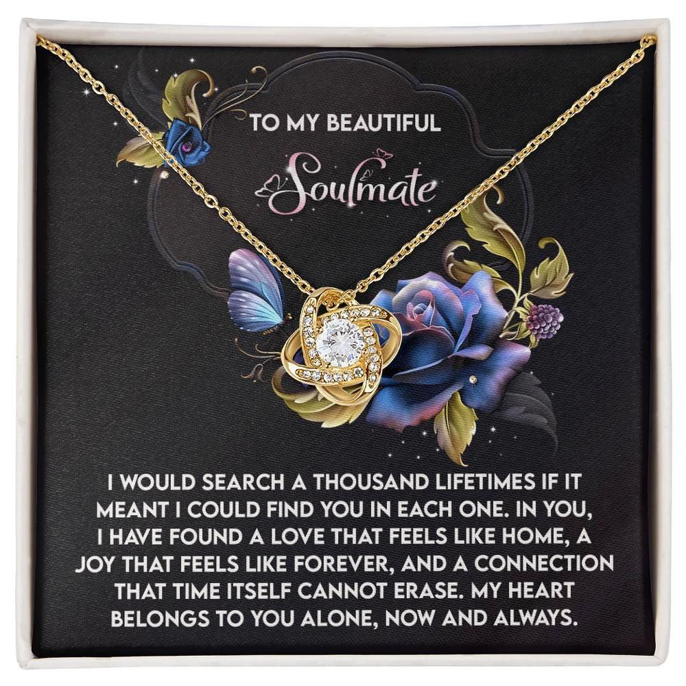 Romantic Anniversary, Valentine's Day Gift for Soulmate, Wife, Girlfriend - Feels Like Home - Love Knot Pendant Necklace
