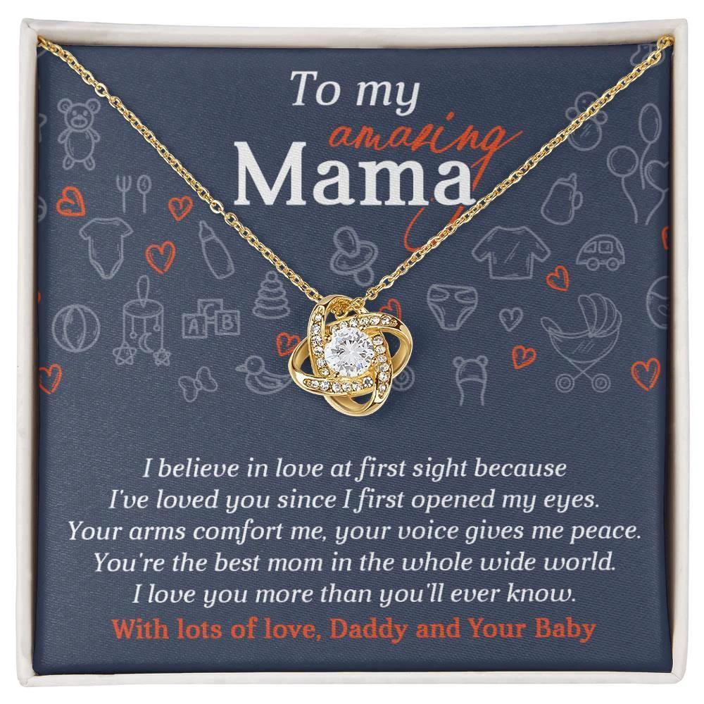 Mom To Be-At First Sight To My Mom - Love Knot Necklace