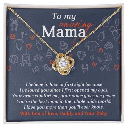 Mom To Be-At First Sight To My Mom - Love Knot Necklace - Mallard Moon Gift Shop