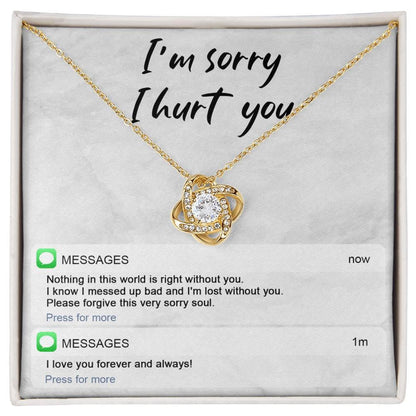 Gift for Girlfriend, Wife - Sorry, Lost Without You - Love Knot Pendant Necklace - Mallard Moon Gift Shop
