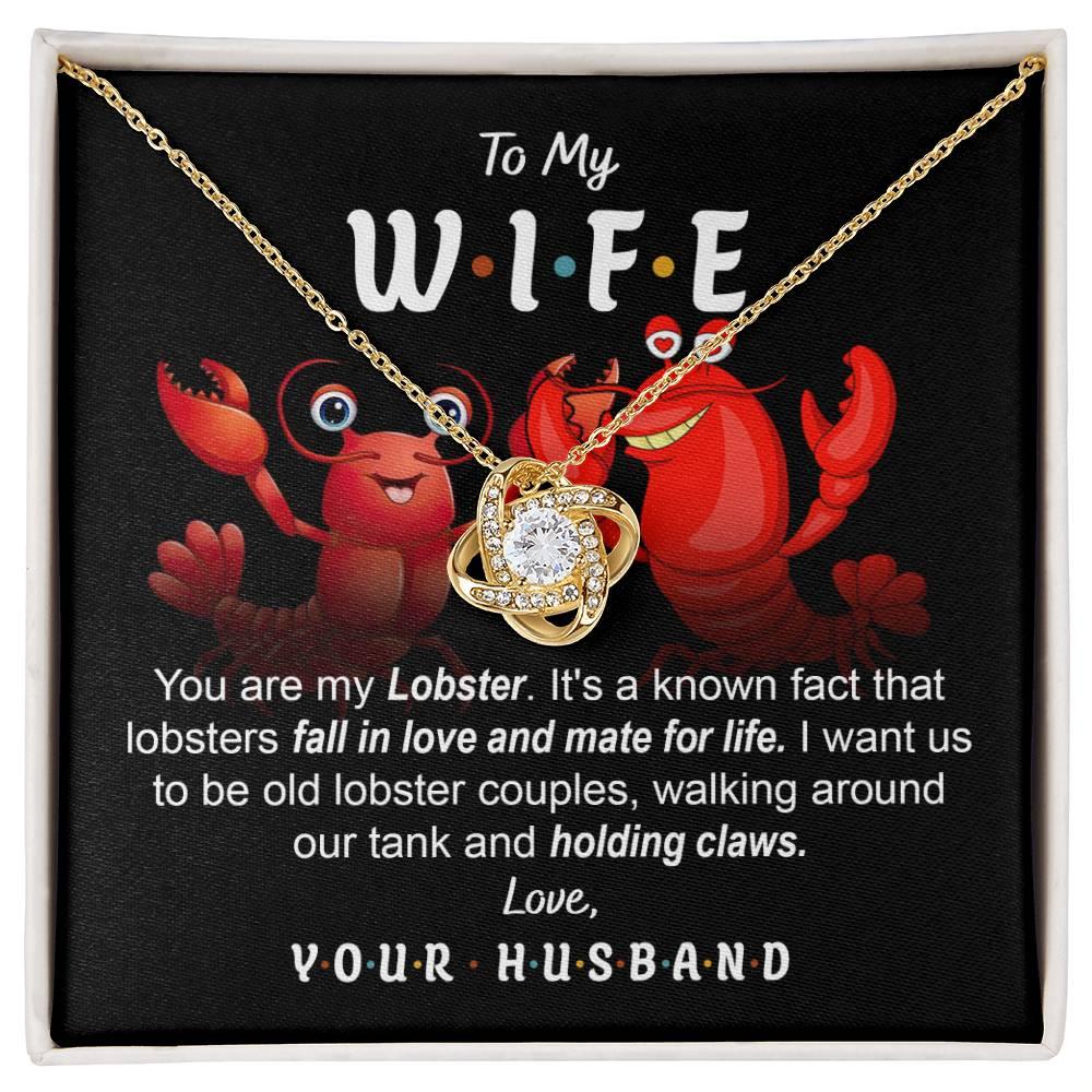 To My Wife - Old Lobster Couples Love Knot Pendant Necklace - Mallard Moon Gift Shop