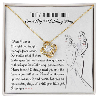 Gift for Mom Wedding Day Gift Always Your Little Girl Love Knot Pendant Necklace - Mallard Moon Gift Shop