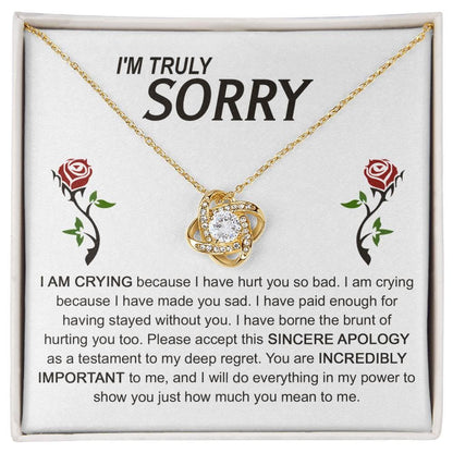 Apology Gift for Girlfriend, Wife, Soulmate - Sorry, Made You Sad - Love Knot Pendant Necklace - Mallard Moon Gift Shop