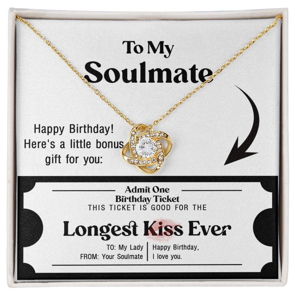 Soulmate Birthday Love Knot Necklace – Longest Kiss Ever Message Card | Romantic Gift for Wife or Girlfriend - Mallard Moon Gift Shop