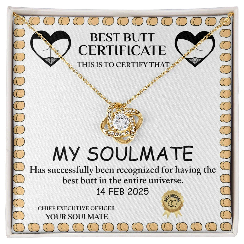 Best Butt & Endless Love Certified! Funny Love Knot Necklace Valentine's Day Gift