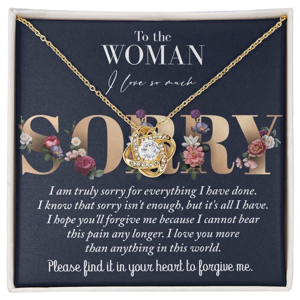 Apology Gift for Girlfriend, Wife, Soulmate - Sorry, Bear This Pain - Love Knot Pendant Necklace