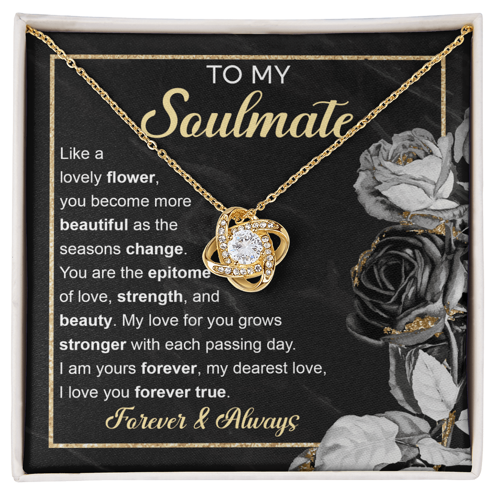 To My Soulmate – Love Knot Necklace with Elegant Forever & Always Message | Romantic Gift for the One You Cherish Most - Mallard Moon Gift Shop