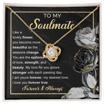 To My Soulmate – Love Knot Necklace with Elegant Forever & Always Message | Romantic Gift for the One You Cherish Most - Mallard Moon Gift Shop