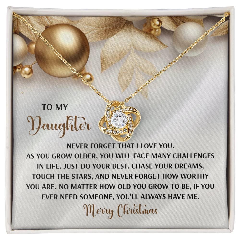 Gift for Daughter - How Worthy - Love Knot Pendant Necklace Christmas Present