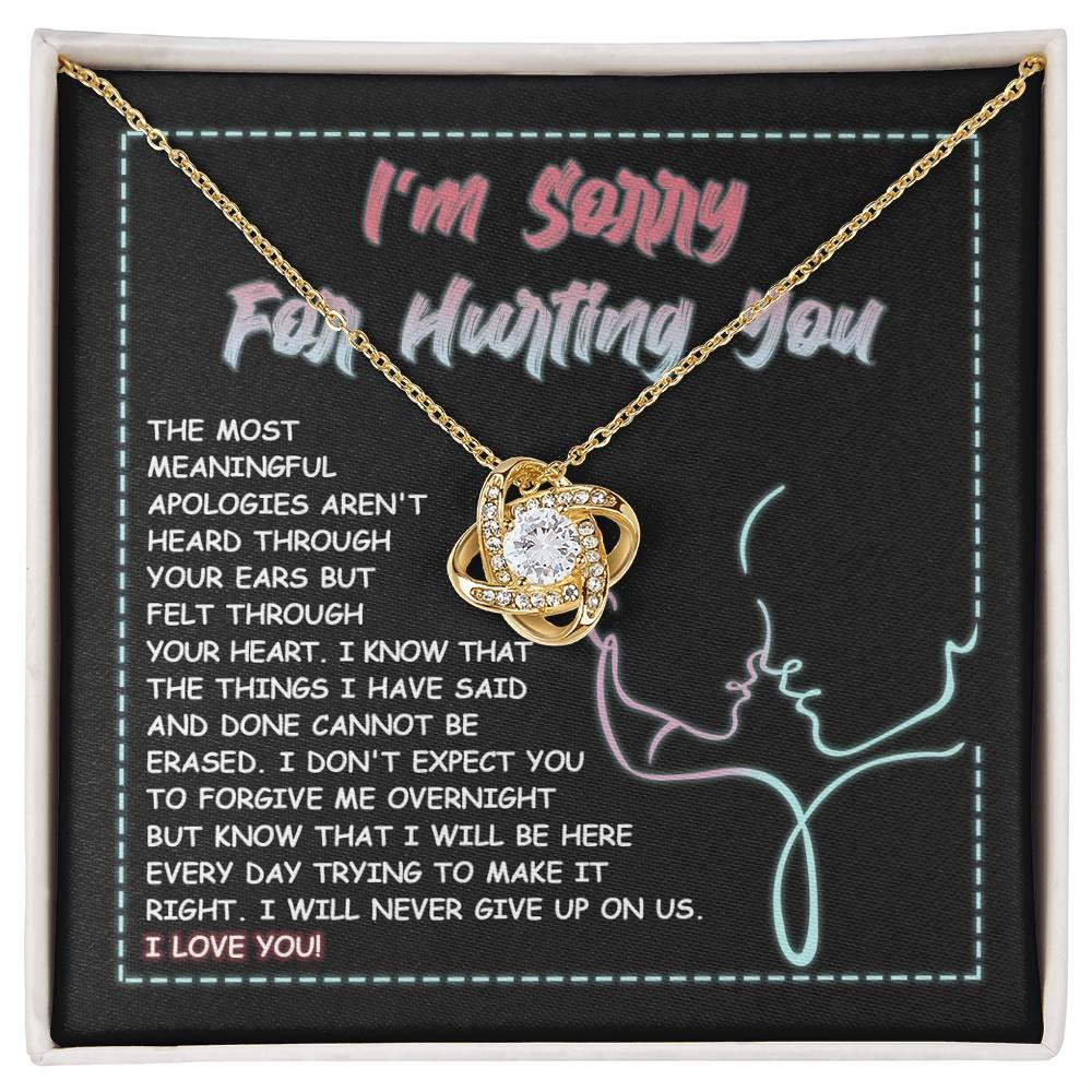 Apology Gift for Girlfriend, Wife, Soulmate - Sorry, Never Give Up -Love Knot Pendant Necklace - Mallard Moon Gift Shop