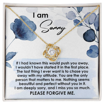 Apology Gift for Girlfriend, Wife, Soulmate - Sorry, Push You Away - Love Knot Pendant Necklace - Mallard Moon Gift Shop