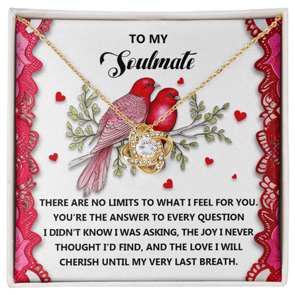Romantic Gift for Her: Love Knot Necklace with Emotional Soulmate Message